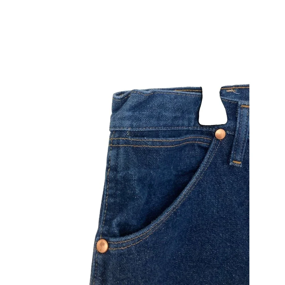 Men's Wrangler Cowboy Cut Jeans Rigid Indigo Dark Wash Blue Tag 38x32 Meas 36x32